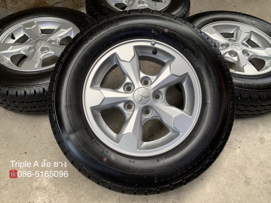 ล้อแม็กป้ายแดง Mitsu Triton ขอบ 15 พร้อมยางป้ายแดง Bridgestone 215-70-15 ลงพื้นปี 19 สวยกริ๊บๆ