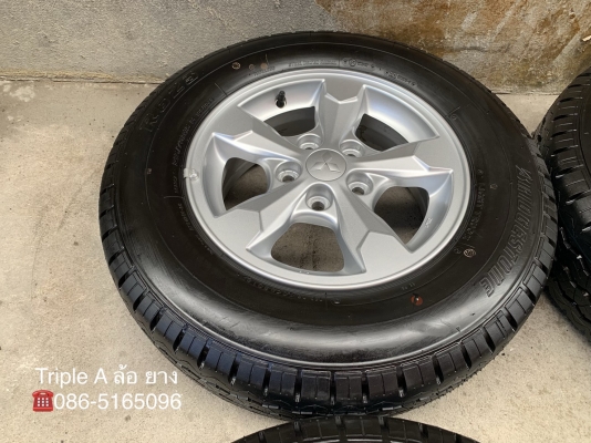 ล้อแม็กป้ายแดง Mitsu Triton ขอบ 15 พร้อมยางป้ายแดง Bridgestone 215-70-15 ลงพื้นปี 19 สวยกริ๊บๆ
