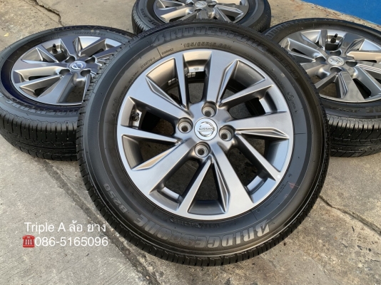 แม็กป้ายแดง Nissan Almera Sportech ขอบ 15 พร้อมยางป้ายแดง 185-65-15 Bridgestone แม็กสวยกริ๊บ ดอกเต็มๆ มีตุ่ม