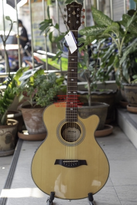 กีต้าร์โปร่งไฟฟ้าตัวบาง Mantic SG-28CE ของใหม่ สีไม้เงา พร้อม Tuner ในตัว ขายถูกมาก
