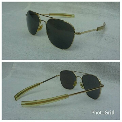 แว่นตาอเมริกันเสืออากาศ 24 K วินเทจยุค &#039;70s หายาก ! ไซซ์มาตรฐาน - ใหญ่ 145 mm โมเดลอมตะมาดเข้ม 