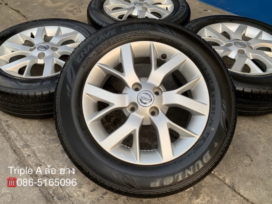 ล้อแม็ก 4รู100 Nissan Note ขอบ 15 พร้อมยาง 185-65-15 Dunlop ปี 18