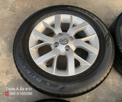 ล้อแม็ก 4รู100 Nissan Note ขอบ 15 พร้อมยาง 185-65-15 Dunlop ปี 18