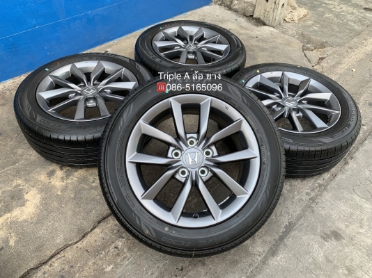 ล้อแม็กป้ายแดง Honda Civic FC 2019 ขอบ 16 สีเทากัน พร้อมยางใหม่ป้ายแดง 215-55-16 Dunlop ปี 19 สวยกริ๊บ