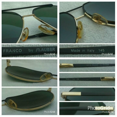 แว่นตาอิตาเลียนวินเทจทศวรรษที่ 1980&#039;s หล่อใหญ่ - ไซซ์ฝรั่ง 146 mm กรอบดำ - ทอง (Black Gold Fram