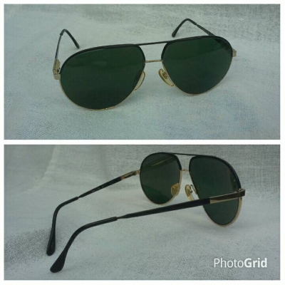 แว่นตาอิตาเลียนวินเทจทศวรรษที่ 1980&#039;s หล่อใหญ่ - ไซซ์ฝรั่ง 146 mm กรอบดำ - ทอง (Black Gold Fram