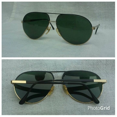 แว่นตาอิตาเลียนวินเทจทศวรรษที่ 1980&#039;s หล่อใหญ่ - ไซซ์ฝรั่ง 146 mm กรอบดำ - ทอง (Black Gold Fram