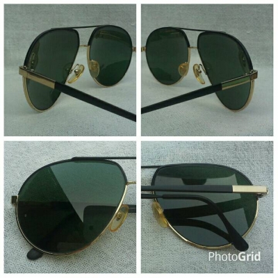แว่นตาอิตาเลียนวินเทจทศวรรษที่ 1980&#039;s หล่อใหญ่ - ไซซ์ฝรั่ง 146 mm กรอบดำ - ทอง (Black Gold Fram