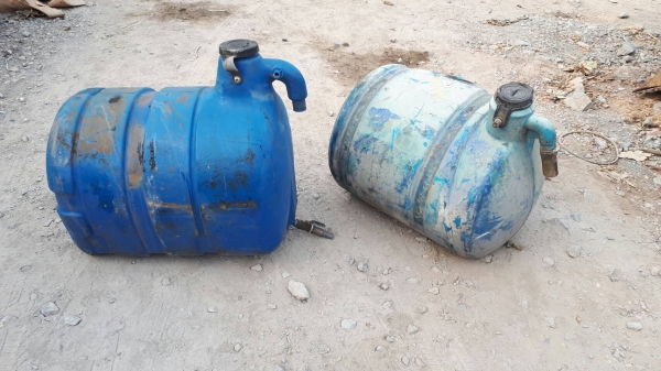 ขาย ถังน้ำ แท๊งก์น้ำ เก่าญี่ปุ่น สำหรับรถโม่ปูน ขนาด 200 ลิตร อย่างหนา ราคาใบละ 4,500-