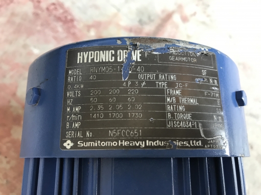 ขายมอเตอร์เกียร์แบบเพลาสวม Hyponic drive Sumitomo 0.4Kw. 220V 3สาย made in Japan อัตราทด 1:40 เพลาออกประมาณ 35รอบต่อนาที ของใหม่เก่าเก็บ ไม่เคยใช้งาน ขายมอเตอร์เกียร์แบบเพลาสวม Hyponic drive Sumitomo 0.4Kw. 220V 3สาย made in Japan อัตราทด 1:40 เพลาออกประมาณ 35รอบต่อนาที ของใหม่เก่าเก็บ ไม่เคยใช้งาน