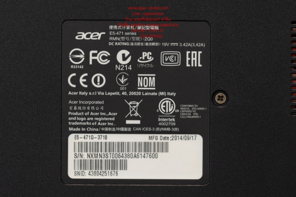 โน้ตบุ๊ค Acer รุ่น E1-471G Core i3-4005U Ram4G HDD1TB ที่ชาร์ท กระเป๋า สภาพใหม่