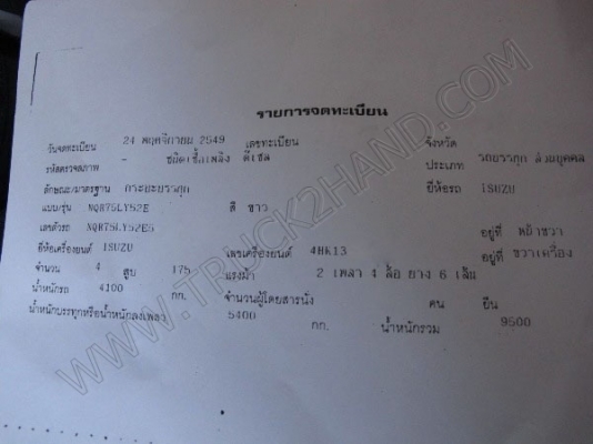 รถบรรทุก 6 ล้อดั๊มพ์ ยี่ห้อ ISUZU รุ่น NQR