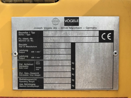 รถปูยาง VOGELE SUPER 1800-2 ล้อแทร็ก สภาพสวย นำเข้าตรงจากเยอรมัน ไม่แพงครับ