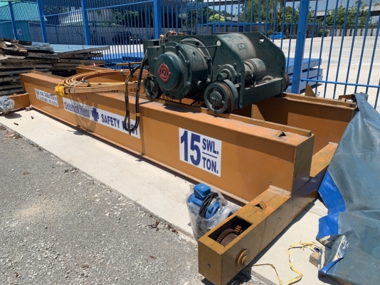 เครนโรงงาน 15 ตัน พร้อมมอเตอร์ฮิตาชิ สภาพ 95\% พร้อมอุปกรณ์ครบ