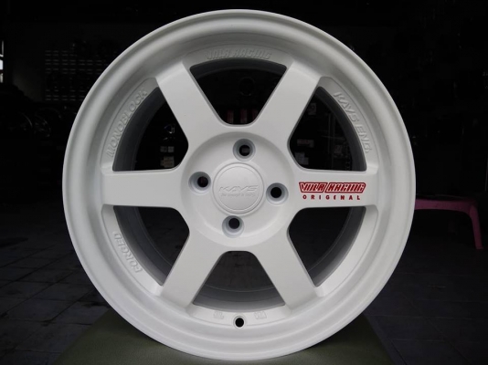 แม็กใหม่ลาย te37 ขอบ 15 สีขาวหยอดแดง