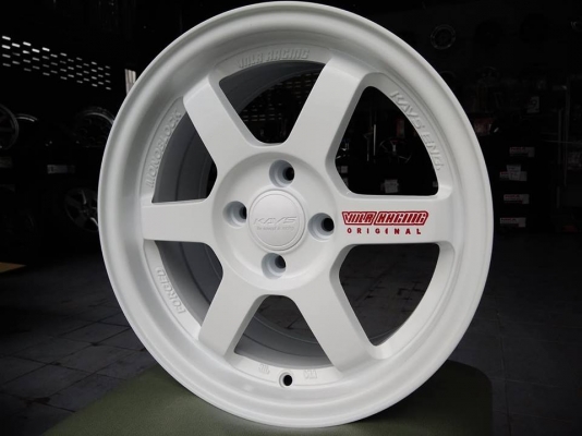 แม็กใหม่ลาย te37 ขอบ 15 สีขาวหยอดแดง แม็กใหม่ลาย te37 ขอบ 15 สีขาวหยอดแดง