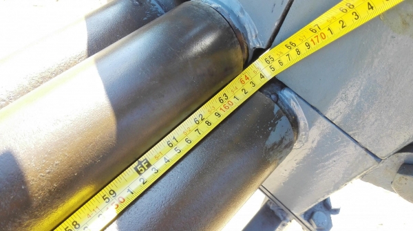 เครื่องม้วนเหล็กแผ่นประกอบใหม่ ขนาดหน้ากว้าง 5 ฟุต เพลาตันยาว 165 cm โต 3&rdquo; ม้วนหนา 3 mm ระบบไฟ