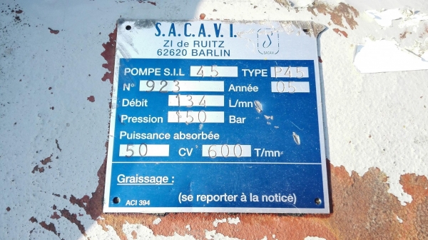 ปั้มฉีดน้ำแรงดันสูงอิตาลี่ SACAVI ITALY Press : 150 Bar / Flow : 134 L/min