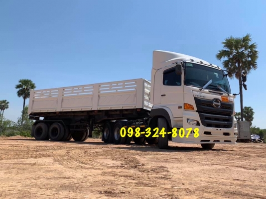 HINO VICTOR FM2P 380 แรง ปี 59 หัวเดิมบาง ยางเต็ม พร้อมหางเซมิดัมพ์สามมิตร ปี 49 ยาว 7.50 เมตร ทะเบี