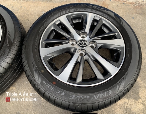 ล้อแม็กป้ายแดง Toyota Yaris Ativ ขอบ 15 สีเทาหน้าเงา พร้อมยางป้ายแดง 185-60-15 Dunlop แม็กสวยกริ๊บ ดอกยางมีตุ่ม