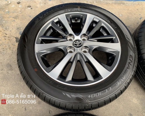 ล้อแม็กป้ายแดง Toyota Yaris Ativ ขอบ 15 สีเทาหน้าเงา พร้อมยางป้ายแดง 185-60-15 Dunlop แม็กสวยกริ๊บ ดอกยางมีตุ่ม