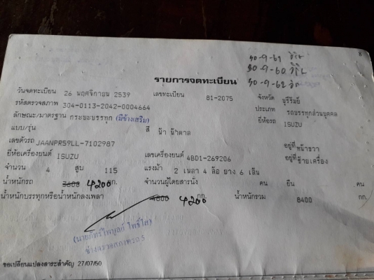 ขายรถบรรทุก6ล้อNPR115แรง เฟืองท้ายF ยาว 4.30 เสิรมแหนบเรียบร้อย เอกสารครบพร้อมโอน