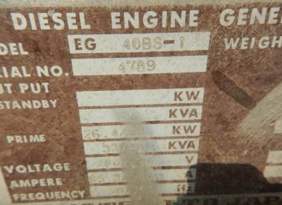 ขายเครื่องปั่นไฟ KOMATSU -EG40BS-1 เครื่องยนต์โคมัสสุ-4D95 ขนาด 4 สูบ เชื้อเพลิงดีเซล สามารถผลิตกระแสไฟฟ้าได้ 30KVA หรือ 30-40 KVA ไฟ 1 เฟส 220V. และ ไฟ 3 เฟส 380V. สินค้าเดิมๆเก่านอก ขายตามสภาพทดสอบแล้วใช้งานได้จริง ขายเครื่องปั่นไฟ KOMATSU -EG40BS-1 เครื่องยนต์โคมัสสุ-4D95 ขนาด 4 สูบ เชื้อเพลิงดีเซล สามารถผลิตกระแสไฟฟ้าได้ 30KVA หรือ 30-40 KVA ไฟ 1 เฟส 220V. และ ไฟ 3 เฟส 380V. สินค้าเดิมๆเก่านอก ขายตามสภาพทดสอบแล้วใช้งานได้จริง