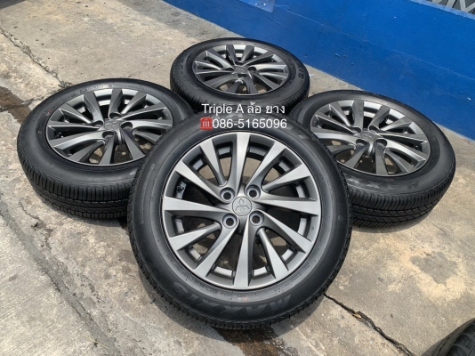 ล้อแม็ก Mitsu Attrage ขอบ 15 สีเทากัน พร้อมยางป้ายแดง 175-65-15 Maxxis ปลายปี 18