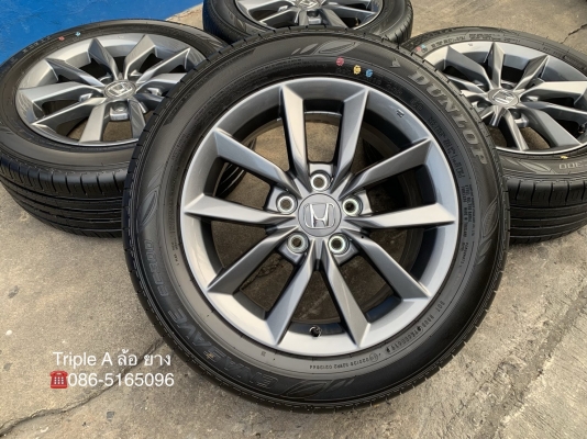 ล้อแม็กป้ายแดง Honda Civic FC 2019 ขอบ 16 สีเทากัน พร้อมยางใหม่ป้ายแดง 215-55-16 Dunlop ปี 19 สวยกริ๊บๆ