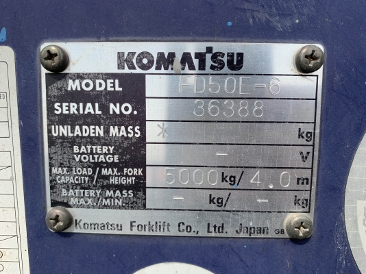 รถฟอร์คลิฟต์ Komatsu FD50E-6 ยก 5 ตัน เครื่องดี แรงดี