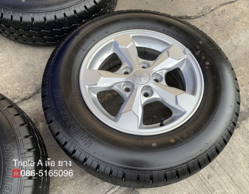 ล้อแม็กป้ายแดง Mitsu Triton ขอบ 15 พร้อมยางป้ายแดง Bridgestone 215-70-15 ปี 19 สวยกริ๊บ ล้อแม็กป้ายแดง Mitsu Triton ขอบ 15 พร้อมยางป้ายแดง Bridgestone 215-70-15 ปี 19 สวยกริ๊บ