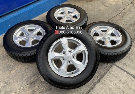 ล้อแม็กป้ายแดง Mitsu Triton ขอบ 15 พร้อมยางป้ายแดง Bridgestone 215-70-15 ปี 19 สวยกริ๊บ