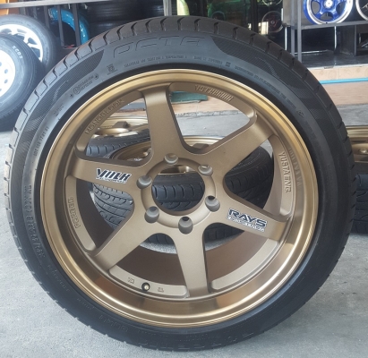 ล้อใหม่คู่หน้าTE37 ขอบ18 6รู ยาง\%245/45/18 2 ล้อ ล้อใหม่คู่หน้าTE37 ขอบ18 6รู ยาง\%245/45/18 2 ล้อ