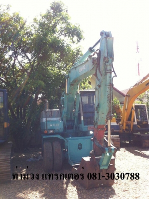 ขาย แบคโฮ Kobelco 100w ล้อยาง เหมาะสำหรับการเคลื่อนย้ายมากครับ