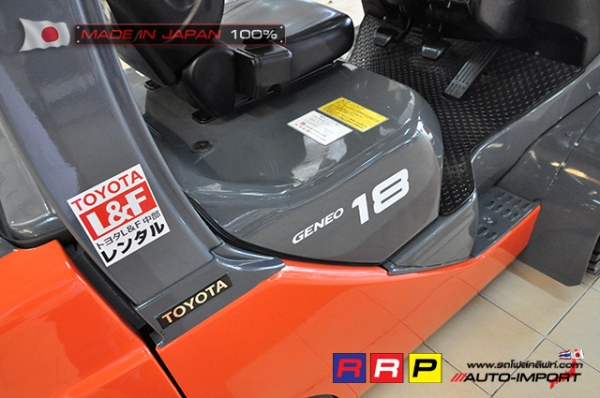 ขายรถโฟล์คลิฟท์มือสอง TOYOTA รุ่น 8FD18-13007 นำเข้าจากประเทศญี่ปุ่น 100\% ไม่เคยใช้งานในไทย