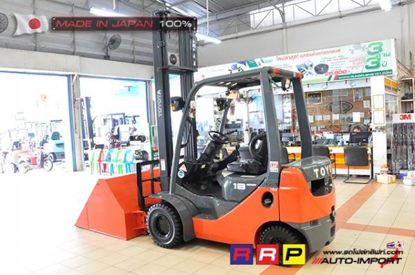 ขายรถโฟล์คลิฟท์มือสอง TOYOTA รุ่น 8FD18-13007 นำเข้าจากประเทศญี่ปุ่น 100\% ไม่เคยใช้งานในไทย