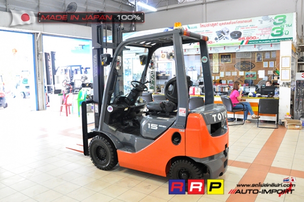 ขายรถโฟล์คลิฟท์มือสอง TOYOTA รุ่น 8FD15-11609 นำเข้าจากประเทศญี่ปุ่น 100\% ไม่เคยใช้งานในไทย