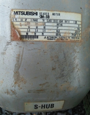 ขายมอเตอร์เกียร์ Mitsubishi 1HP. 380V made in Japan ทดรอบ 1:25 58RPM สภาพสวยเดิมๆ ไม่รั่วซึม หมุนนิ่ม พร้อมใช้
