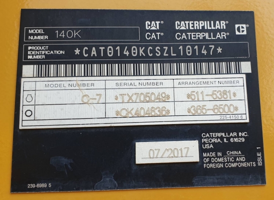 ขายรถเกรดCAT140K 1,300 ชม.เอกสารเล่มทะเบียนราคา 5,900,000