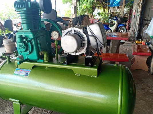 ปั้มญี่ปุ่น 2สูบคู่ 3แรง 200ลิตร พร้อมมอเตอร์มิตซู3แรงไฟบ้าน