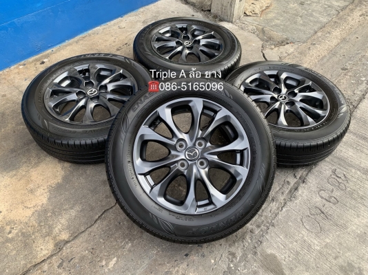 ล้อแม็กป้ายแดง Mazda 2 ขอบ 15 สีดำ พร้อมยาง 185-65-15 Dunlop ปี 18 แม็กสวย ดอกเต็มๆ