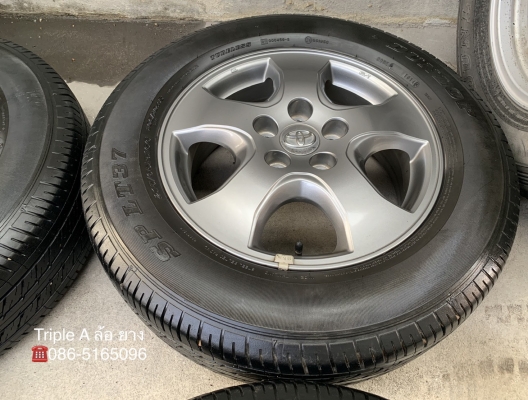 ล้อแม็ก Toyota Vigo Champ สีเทาดำ ขอบ 16 พร้อมยาง 215-65-16 Dunlop ปี 14 แม็กสภาพดี ดอกยางหนา