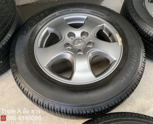 ล้อแม็ก Toyota Vigo Champ สีเทาดำ ขอบ 16 พร้อมยาง 215-65-16 Dunlop ปี 14 แม็กสภาพดี ดอกยางหนา