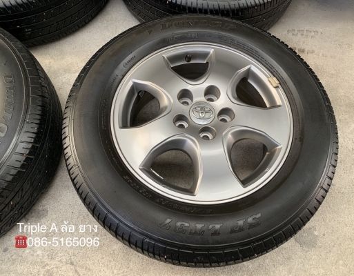 ล้อแม็ก Toyota Vigo Champ สีเทาดำ ขอบ 16 พร้อมยาง 215-65-16 Dunlop ปี 14 แม็กสภาพดี ดอกยางหนา