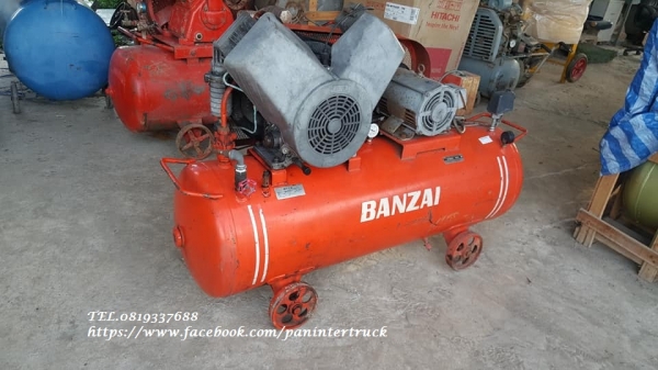 SALE*FROM JAPAN งานนำเข้า จากญี่ปุ่น ขายถูกสุดๆ เครื่องปั๊มลม MITSUBISHI (BANZAI ,LTD.) ,7.5KW. ,2 สูบ ,สินค้าเก่านอก