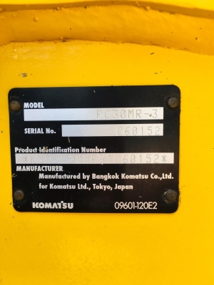 ขายดาวน์ KOMATSU PC30MR-3 ใช้งาน 1 พันชั่วโมง PM 2,500 ช.ม. สภาพนางฟ้า