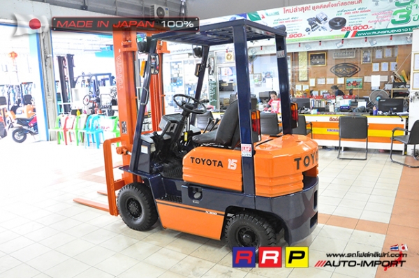 ขายรถโฟล์คลิฟท์มือสอง TOYOTA รุ่น 5FG15-15803 นำเข้าจากประเทศญี่ปุ่น 100\% ไม่เคยใช้งานในไทย