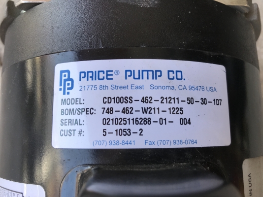ขายปั๊มน้ำหอยโข่งหัวสแตนเลส 316L Price pump 1/2HP. 220V ไฟบ้าน made in USA. สภาพสวยใหม่มาก ใช้ในงานน้ำร้อนและอุตสาหกรรมอาหารได้ดี พร้อมใช้งาน