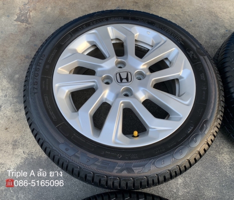 ล้อแม็กป้ายแดง Honda New JAZZ ขอบ 15 พร้อมยางป้ายแดง 175-65-15 GoodYear ปี 18 ล้อแม็กป้ายแดง Honda New JAZZ ขอบ 15 พร้อมยางป้ายแดง 175-65-15 GoodYear ปี 18