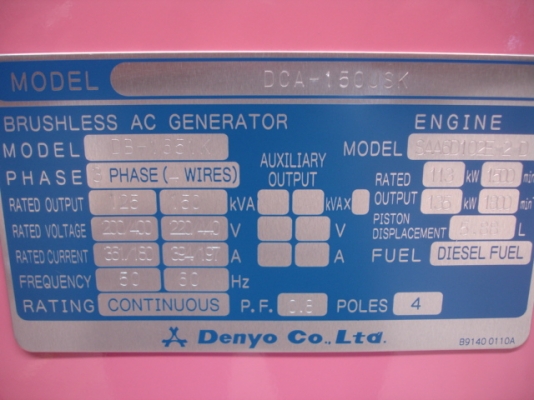 ขาย เครื่องปั่นไฟของใหม่ DENYO DCA-150USK ตู้เก็บเสียงเงียบพิเศษ